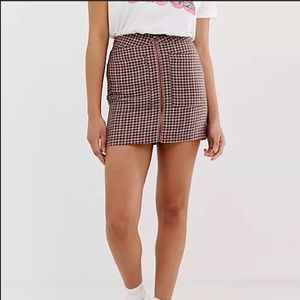 Pull & bear mini zip up gingham skirt